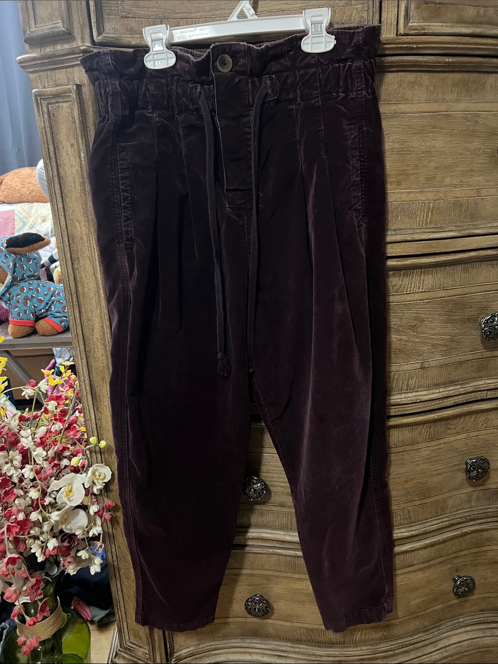 Free People Women’s Corduroy Drawstring Pants in Deep Purple